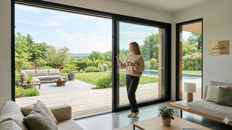 baie vitrée en aluminium noire